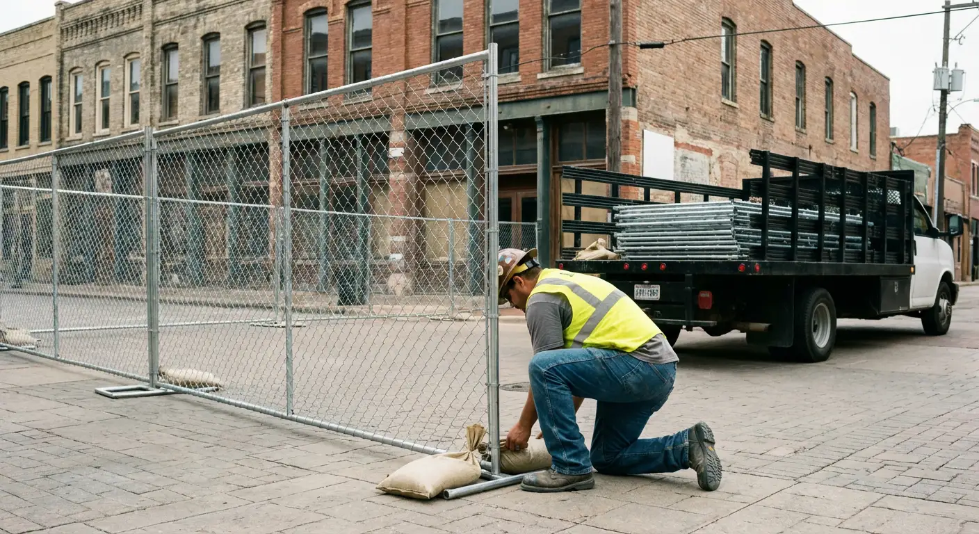 Temporary fence installation in Saint Clair Shores urban environment