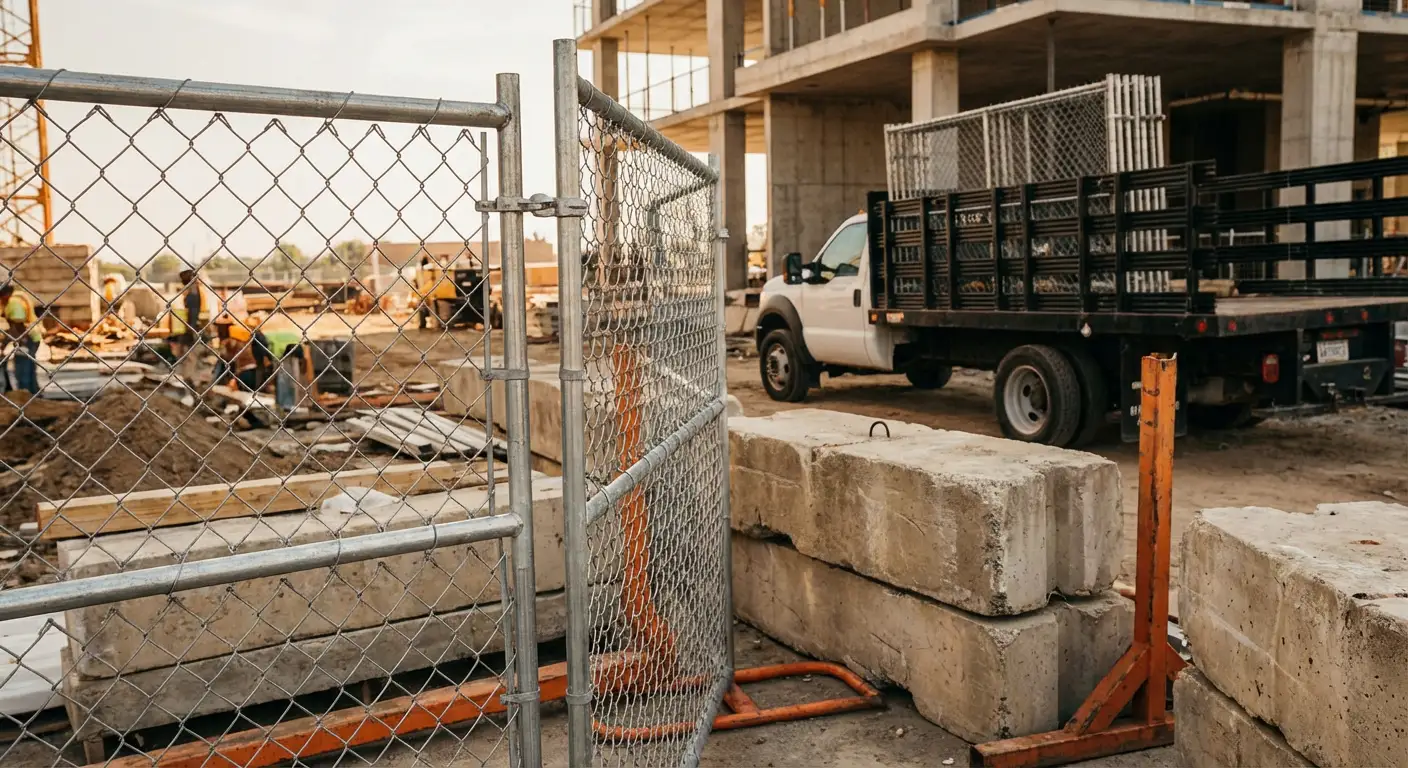 Commercial temporary fencing installation site in Saint Clair Shores, MI