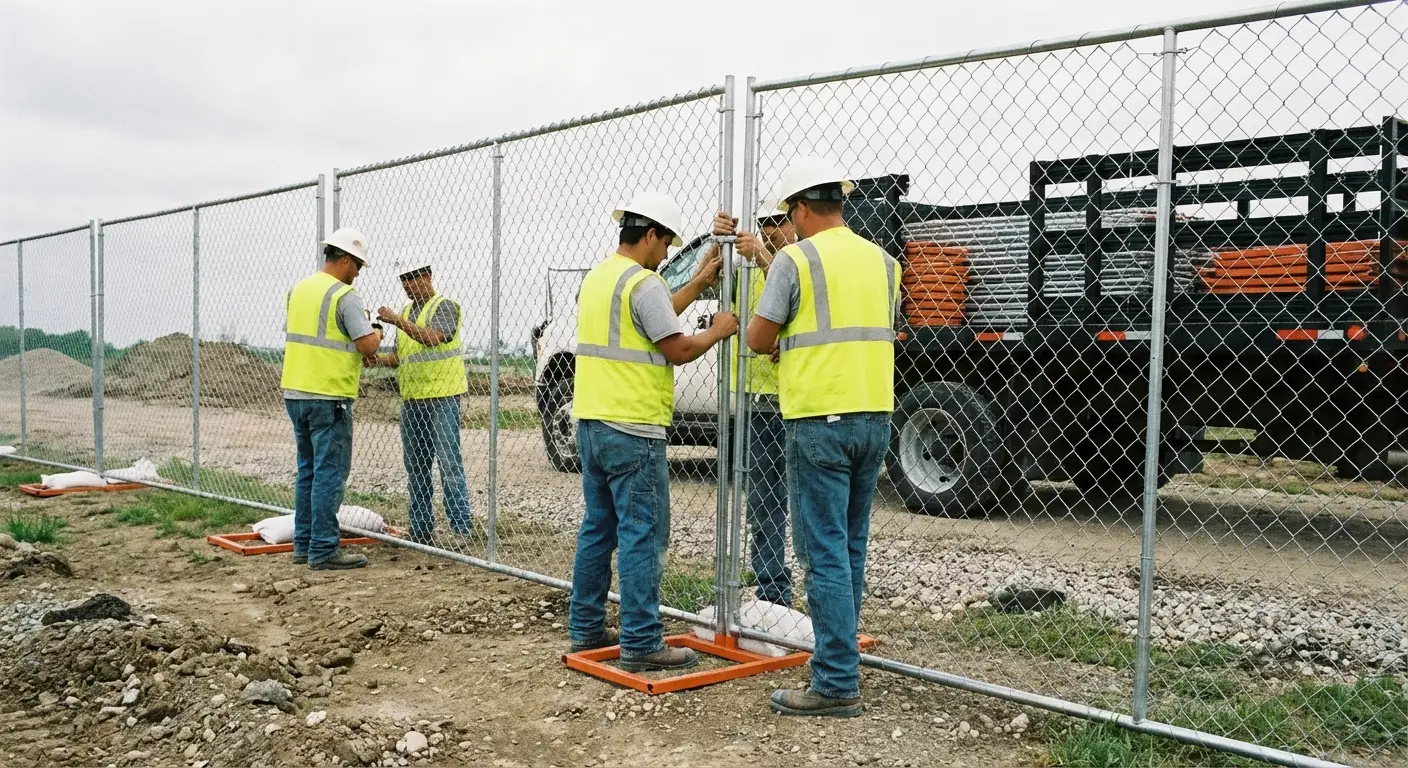 SCS Temporary Fence team installing temporary fencing in Saint Clair Shores, MI