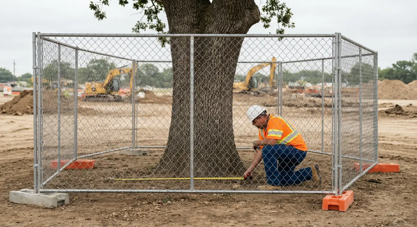 Tree protection zone fencing installation in Saint Clair Shores, MI