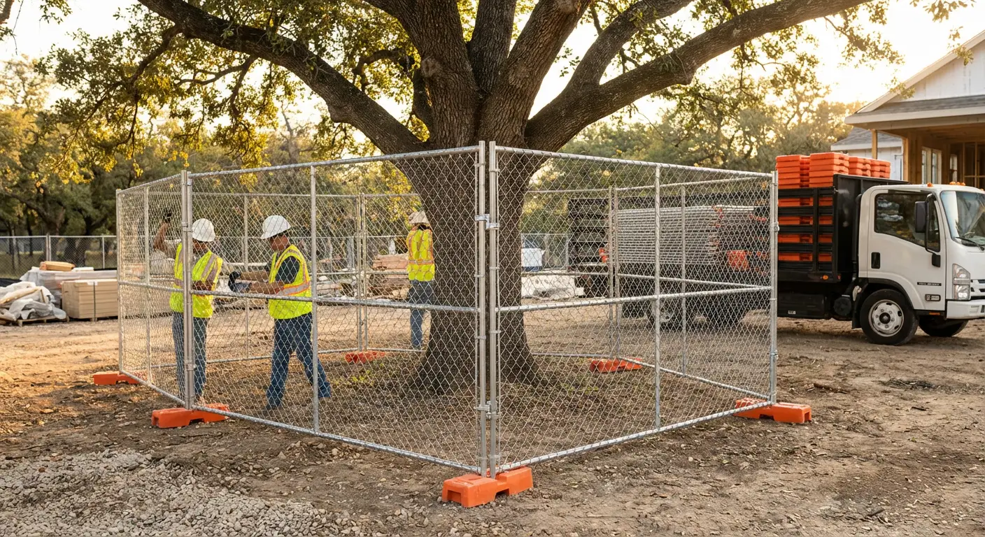 Tree protection zone fencing background in Saint Clair Shores, MI