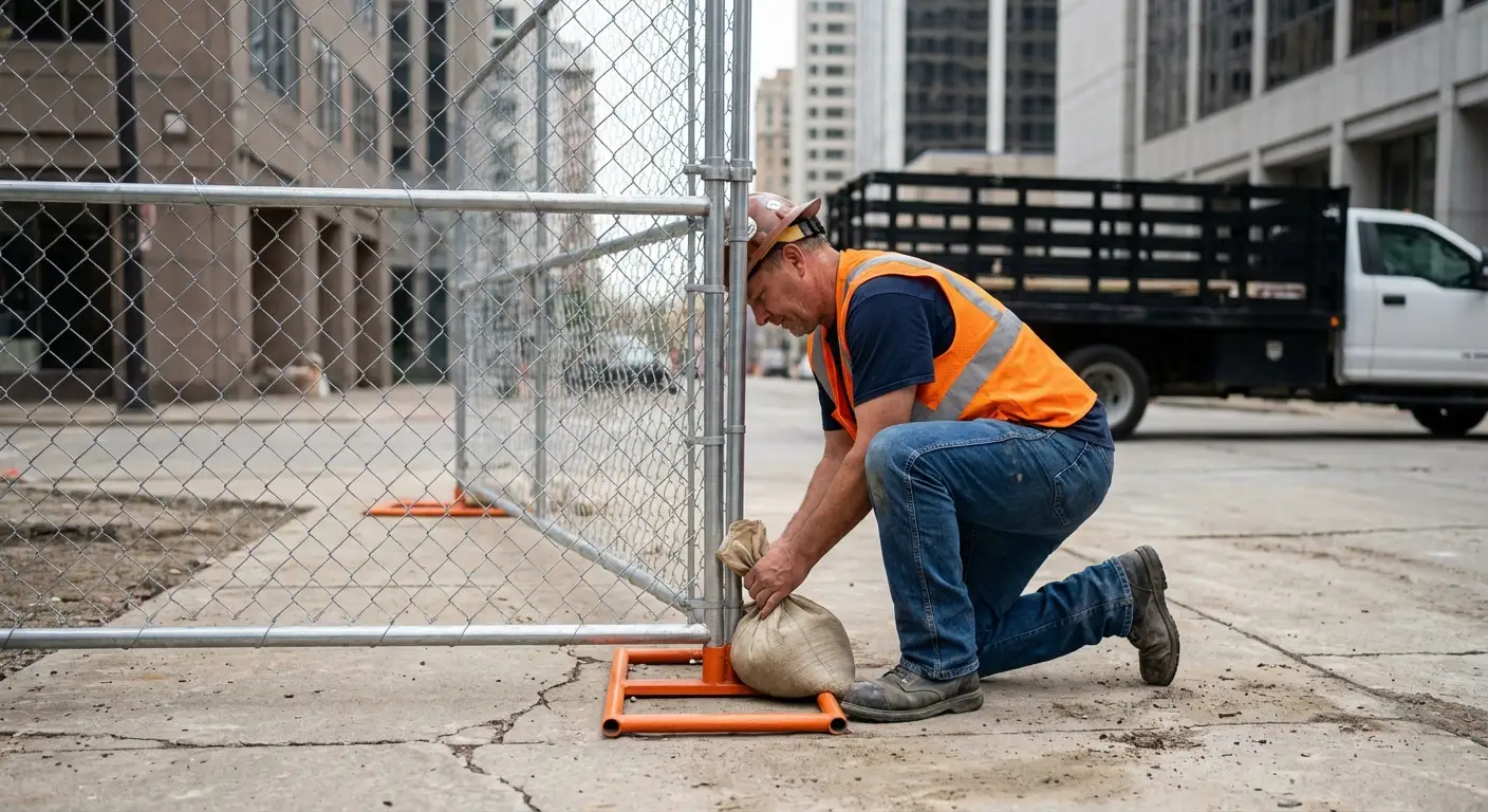 Temporary fence installation in Downtown Saint Clair Shores area