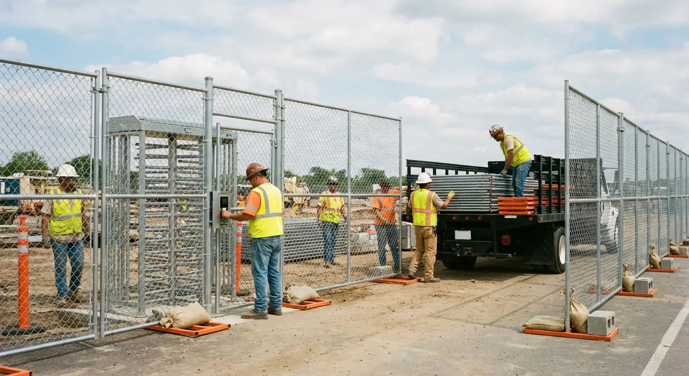 Secure construction site with temporary fencing in Saint Clair Shores, MI