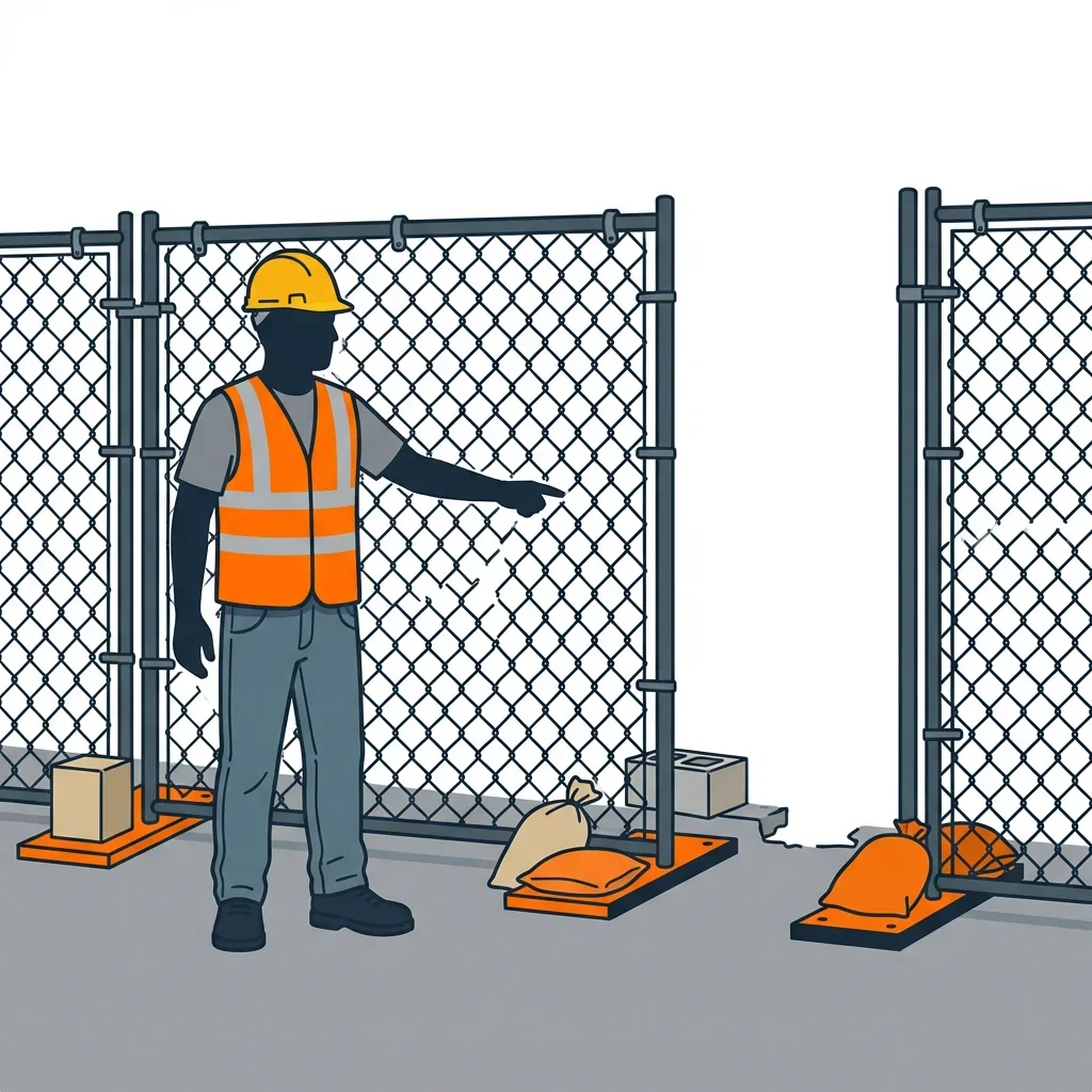Diagram illustrating common construction site perimeter vulnerabilities in Saint Clair Shores, MI